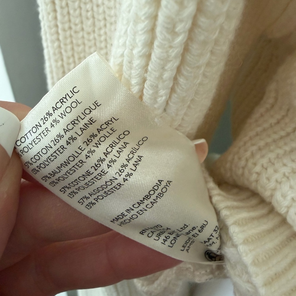 Anthropologie Cream Turtleneck Sweater- Size S - Picture 7 of 7